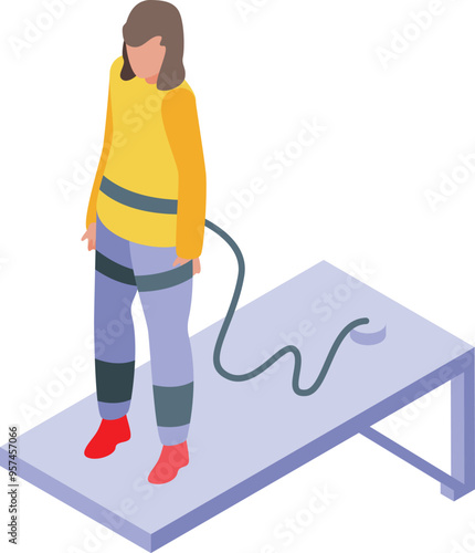 Ems training woman icon isometric vector. Fitness electro muscular stimulation. Sport equipment. Healthy lifestyle