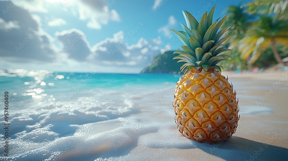 Pineapple on a Tropical Beach Pineapple on a Tropical Beach