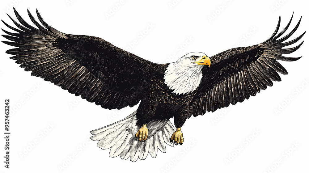 Obraz premium Bald eagle in flight. Eagle. Illustration