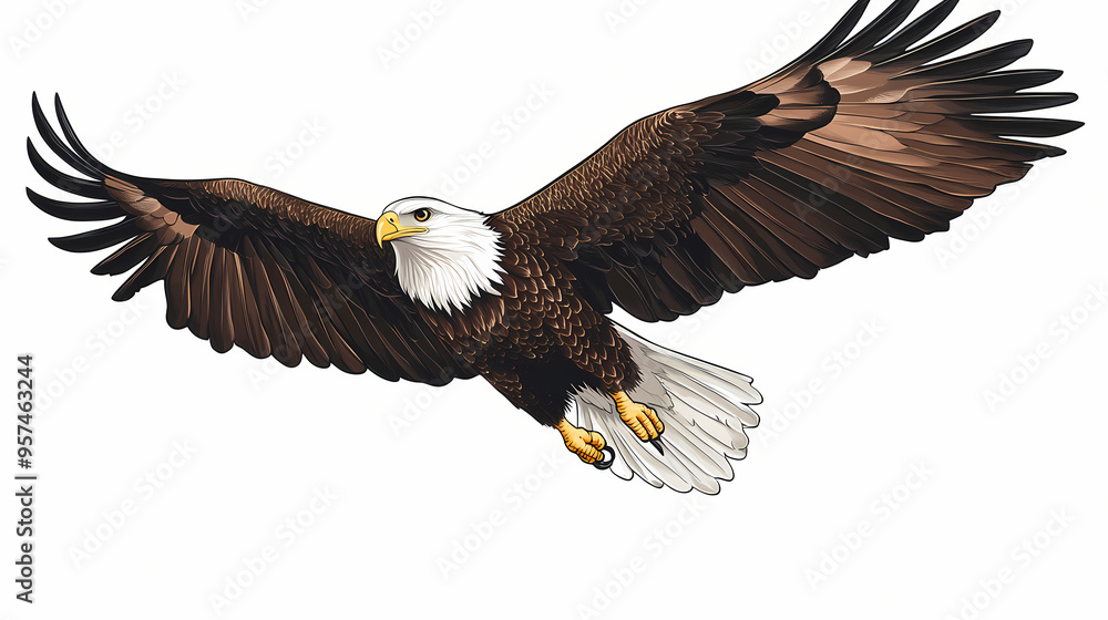 Obraz premium Bald eagle in flight. Eagle. Illustration