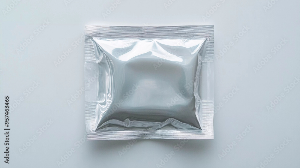 Top view of condom pouch isolated on grey background Top view of condom pouch isolated on grey background