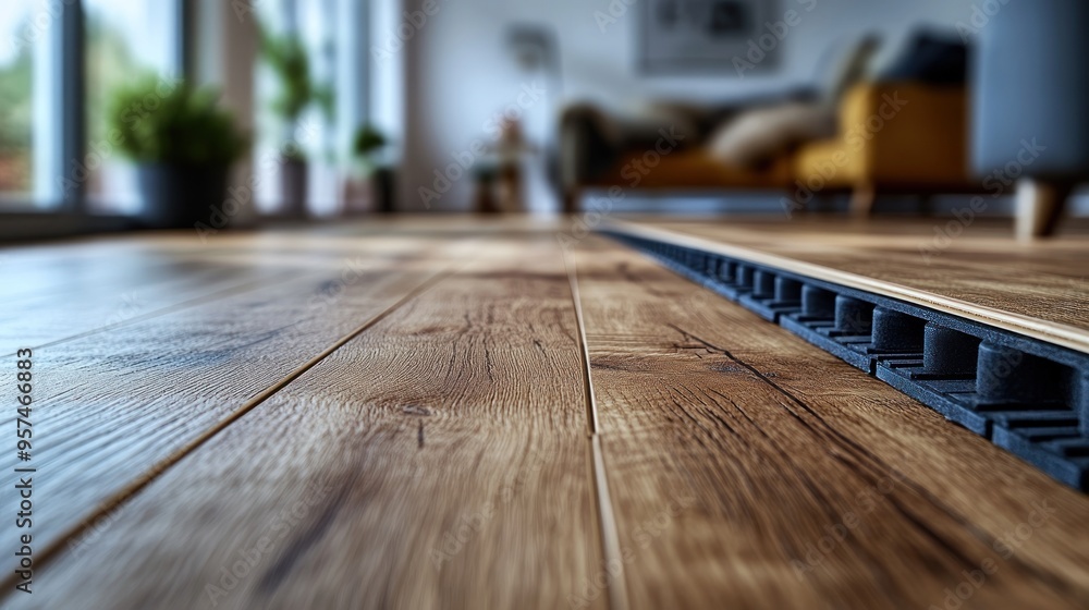 Close-up of Wooden Floor with Insulation Close-up of Wooden Floor with Insulation