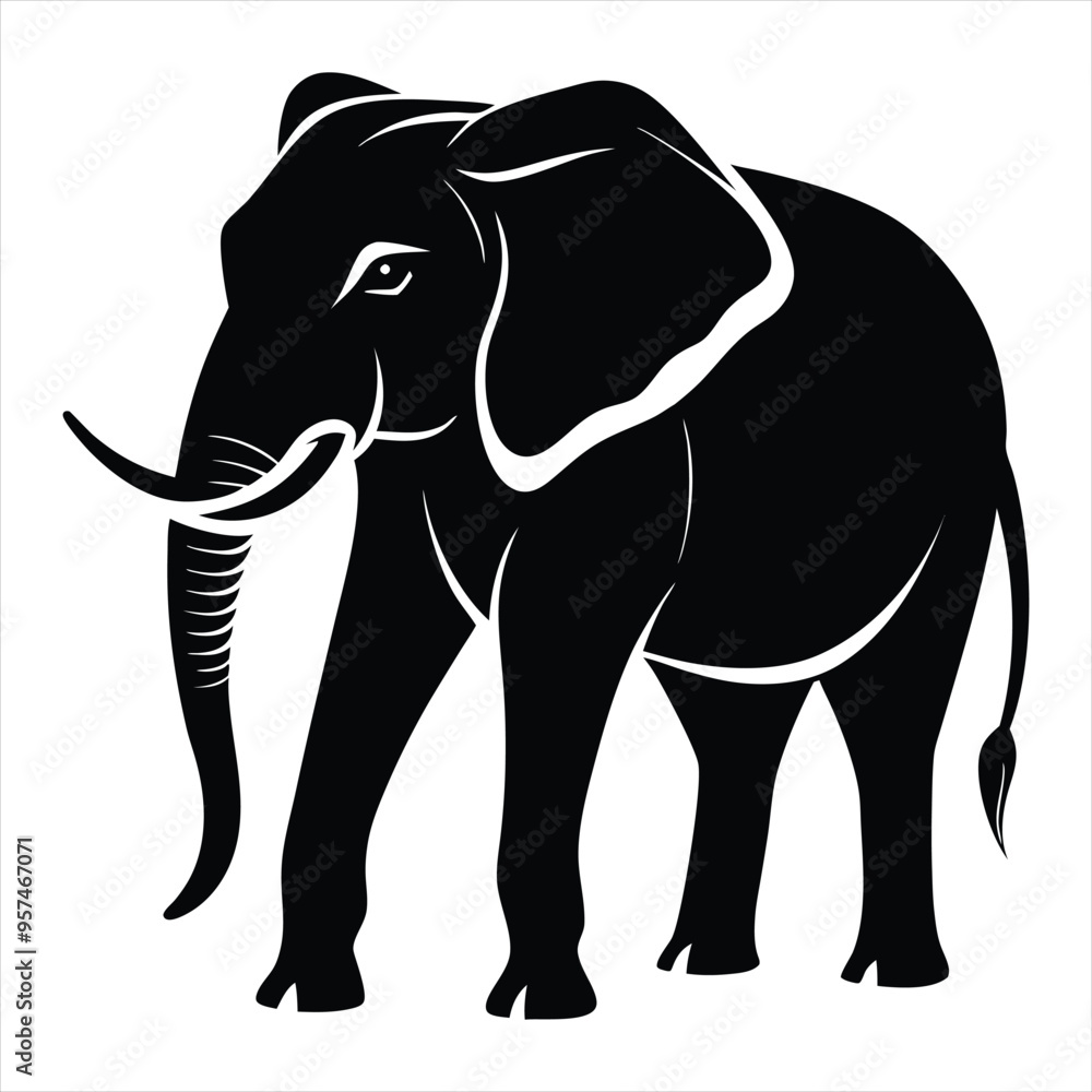 Fototapeta premium Elephant silhouette vector