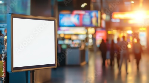 Blank Advertising Billboard in Cinema Lobby: Ideal for Movie Promotions