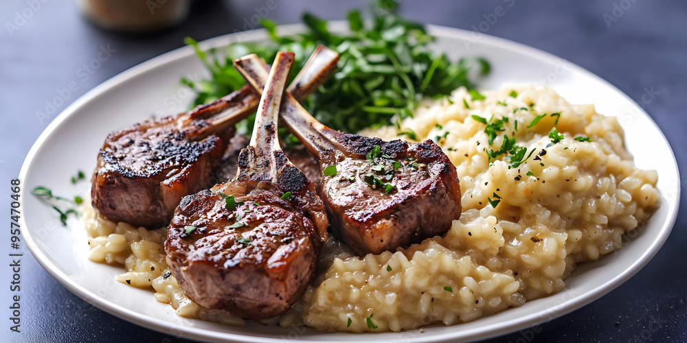 lamb chops with rice, ai generated. lamb chops with rice, ai generated.