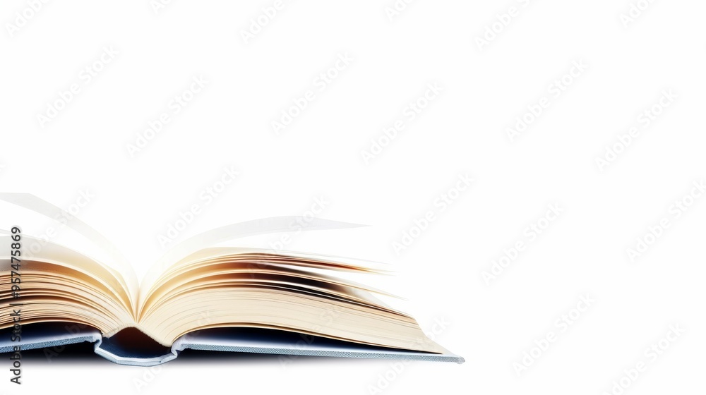 Open book isolated on white background with copy space