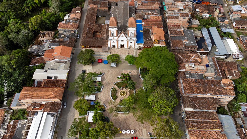 Fototapeta premium Tarso, Antioquia - Colombia - July 21, 2024. Founded on March 14, 1912, Erection as a municipality on March 23, 1936.