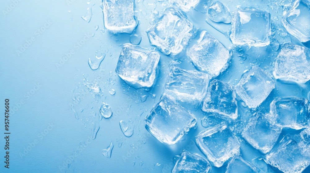 Ice Cubes on Blue Surface Ice Cubes on Blue Surface