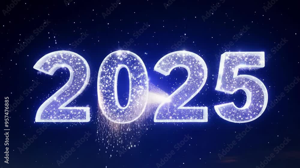 New year celebration: As meteorites streak across the heavens the year 2025 is illuminated against the dark expanse a symbol of the endless possibilities and exciting adventures New year celebration: As meteorites streak across the heavens the year 2025 is illuminated against the dark expanse a symbol of the endless possibilities and exciting adventures