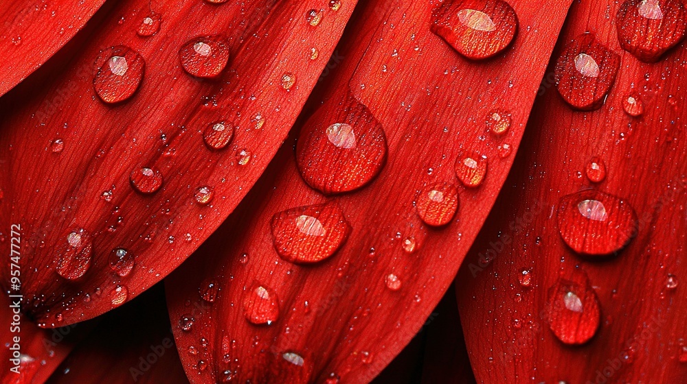 Fototapeta premium A close-up of red flowers with water droplets on the petals