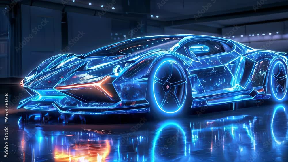 Modern beautiful fast race car sports car is driving fast on the road Modern beautiful fast race car sports car is driving fast on the road