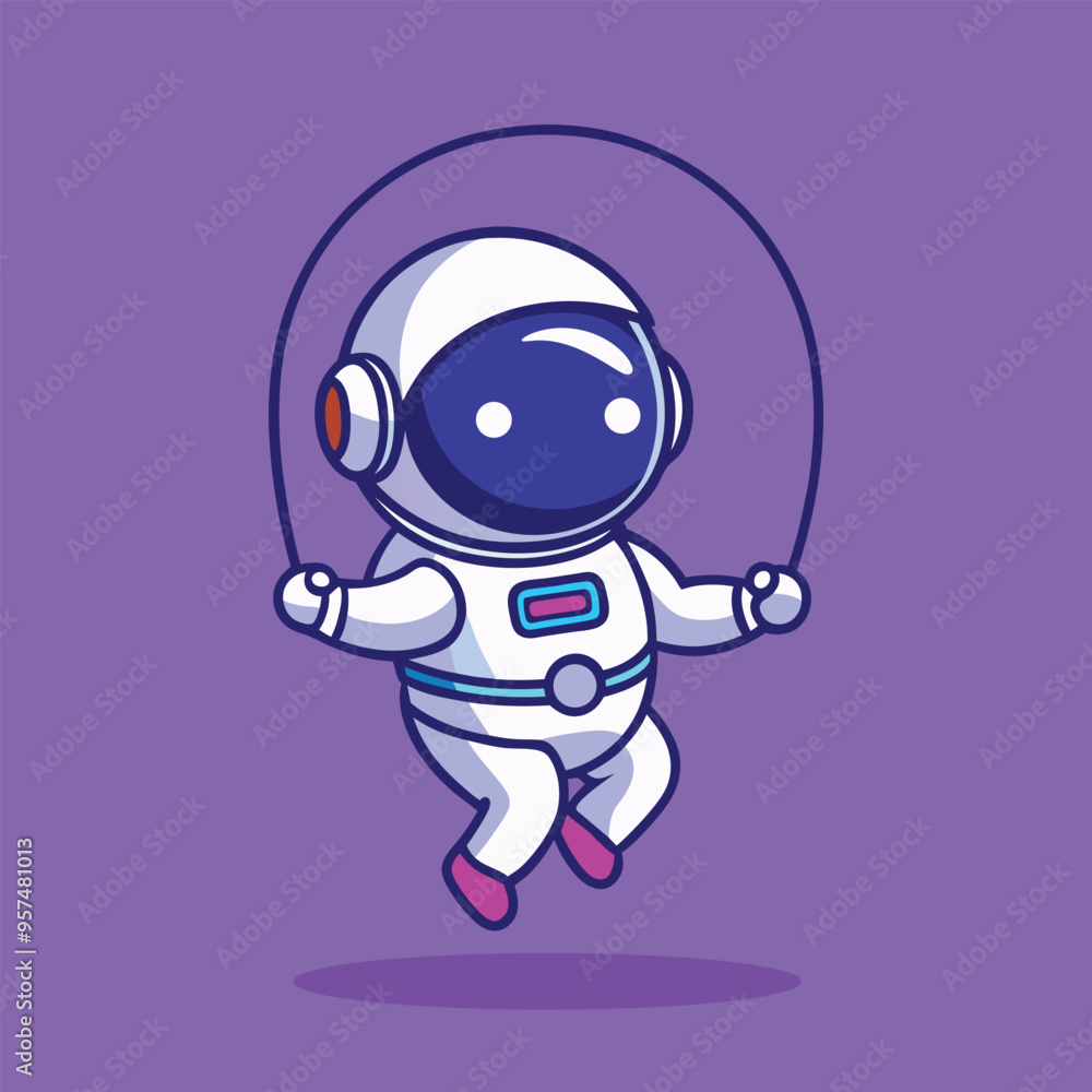 Astronaut Jumping Rope Cartoon Vector Icon Illustration. Isolated Flat Cartoon Style Astronaut Jumping Rope Cartoon Vector Icon Illustration. Isolated Flat Cartoon Style