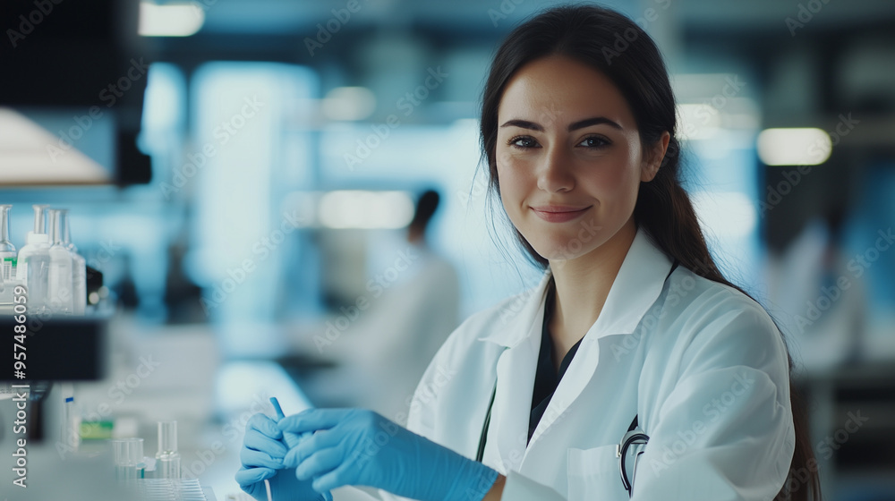 portrait of a female lab technician portrait of a female lab technician