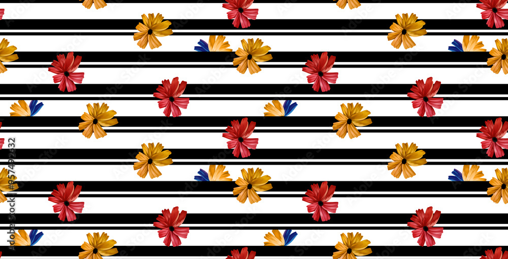 Obraz premium Seamless flower pattern. Hand draw floral pattern. Textile print pattern