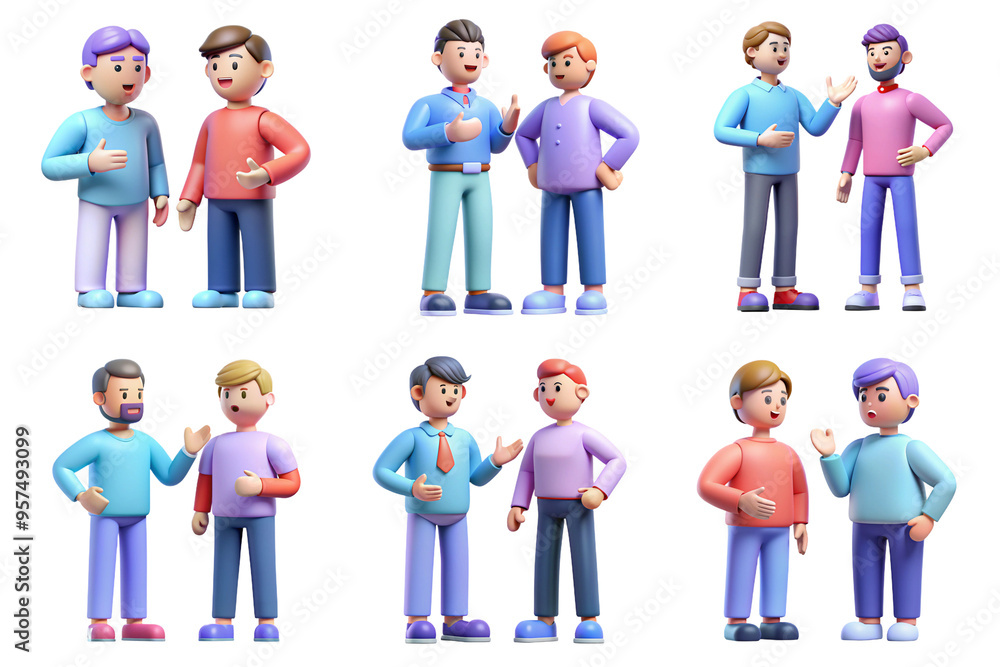 Two men are talking, 3d isolated on transparent background PNG file Two men are talking, 3d isolated on transparent background PNG file