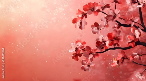 Oriental background with cherry blossom 