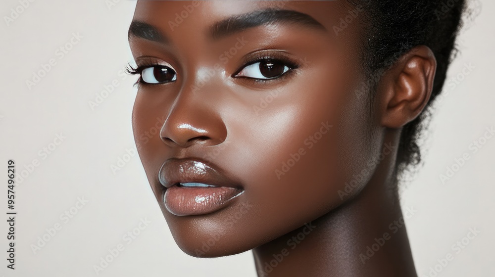A model skin glowing after foundation application, with a focus on the evenness and natural beauty of a well-prepared base A model skin glowing after foundation application, with a focus on the evenness and natural beauty of a well-prepared base