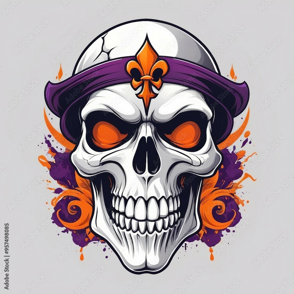 Skull with Fleur-de-lis and Purple Bandana Skull with Fleur-de-lis and Purple Bandana