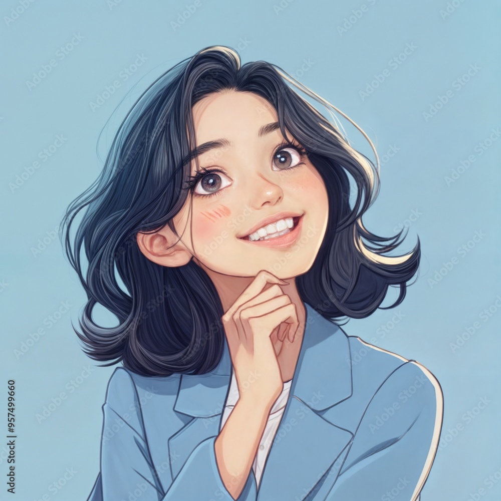 Happy Girl Cartoon Portrait. create a generative AI. Happy Girl Cartoon Portrait. create a generative AI.