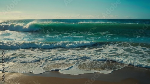 Waves Crashing on a Beach Painting photo