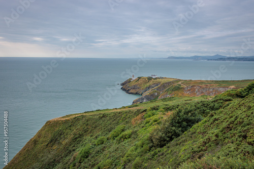 Howth, Ireland - June 18 2024 "Howth Cliff walk trail during the cloudy morning"