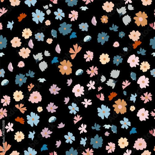 Beautiful floral pattern in small abstract flowers. Small flowers. Ditsy prin...