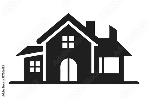 Elegant Maison Silhouette Vector Illustration Timeless Architectural Art photo