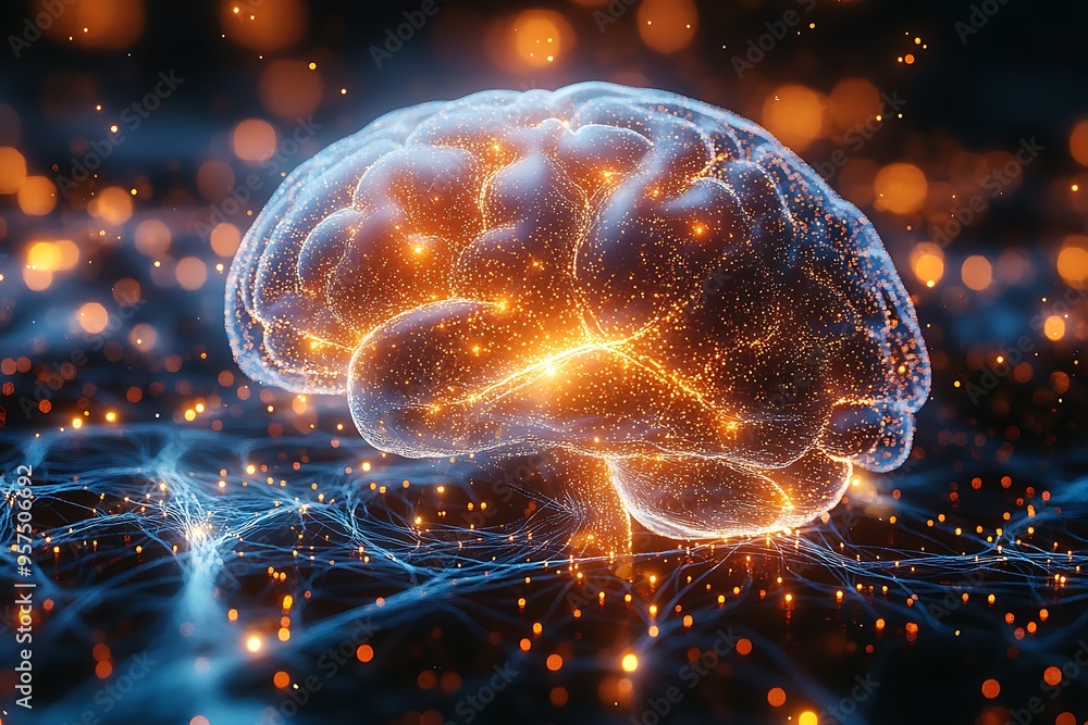 Human brain stimulation or activity with neuron close-up 3D rendering illustration. Neurology, cognition, neuronal network, psychology, neuroscience scientific concepts design Human brain stimulation or activity with neuron close-up 3D rendering illustration. Neurology, cognition, neuronal network, psychology, neuroscience scientific concepts design