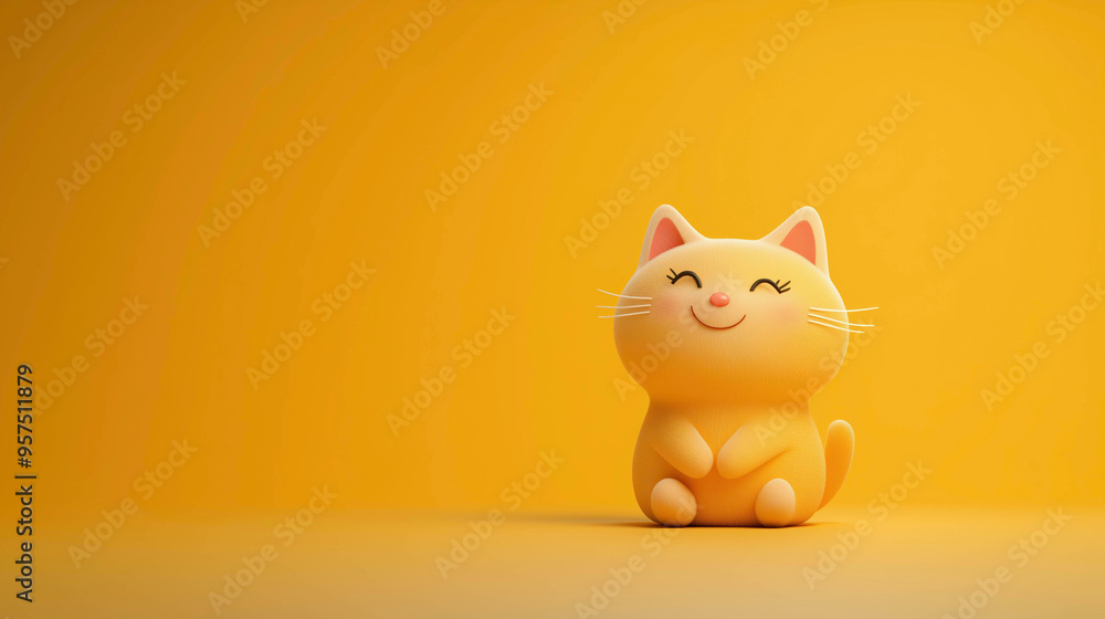 A cheerful yellow kitten with a wide smile sits contentedly on a matching yellow background, radiating warmth and joy. Ideal for promoting positive vibes, happiness, and serenity. A cheerful yellow kitten with a wide smile sits contentedly on a matching yellow background, radiating warmth and joy. Ideal for promoting positive vibes, happiness, and serenity.