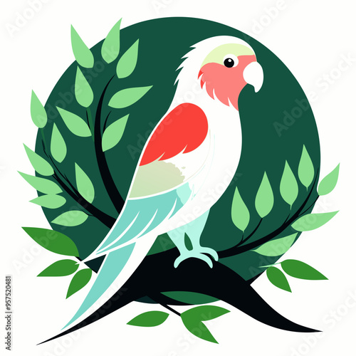 Lovebird Silhouette with Tree art Vector Illustration