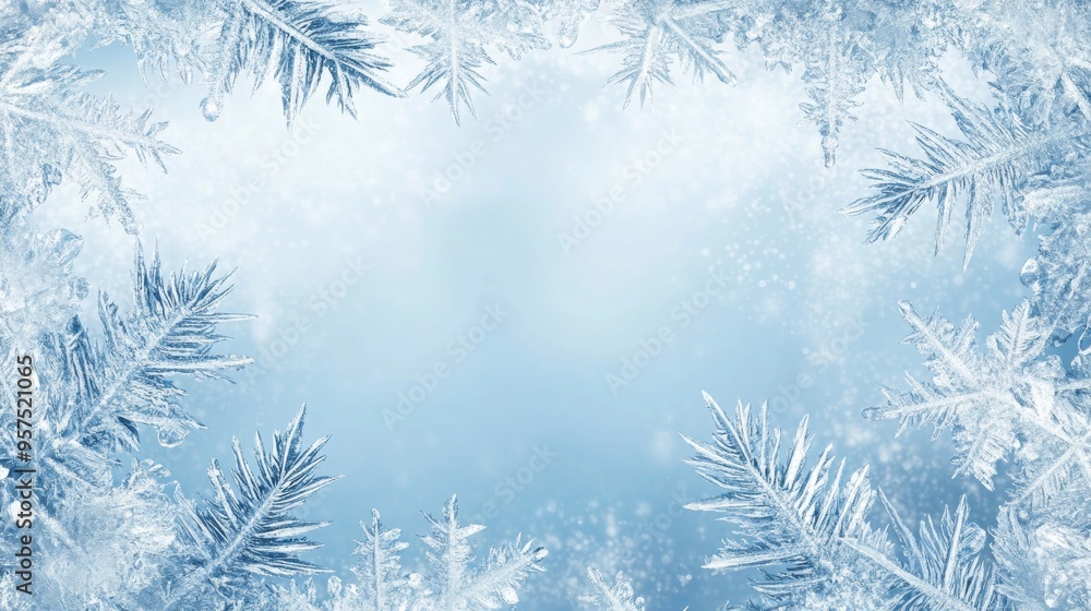 Frosty ice border background Frosty ice border background
