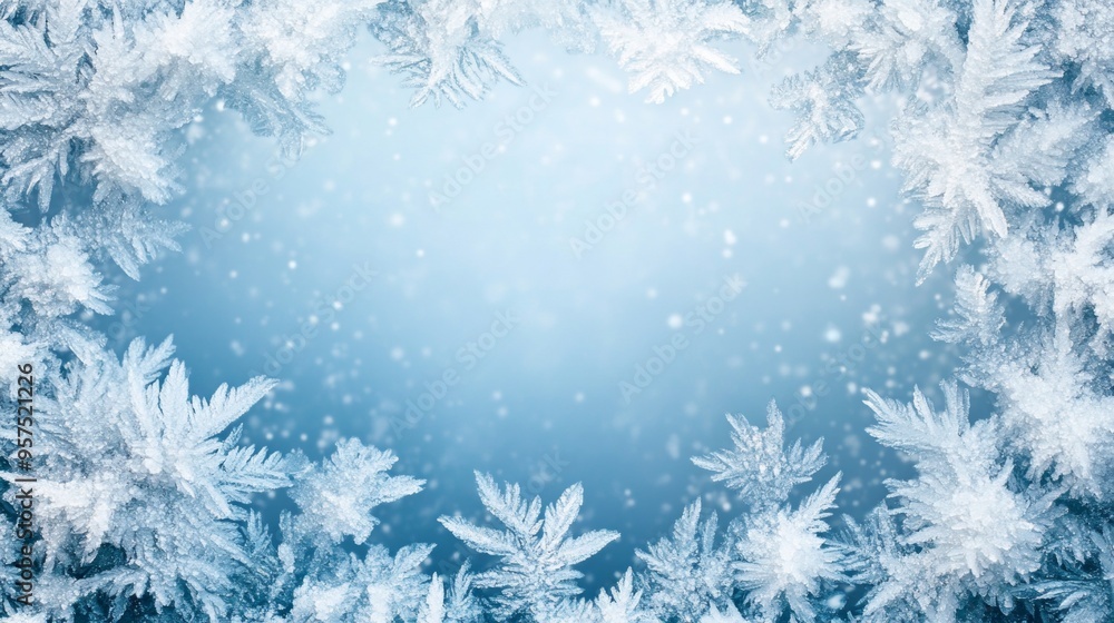 Frosty ice border background Frosty ice border background