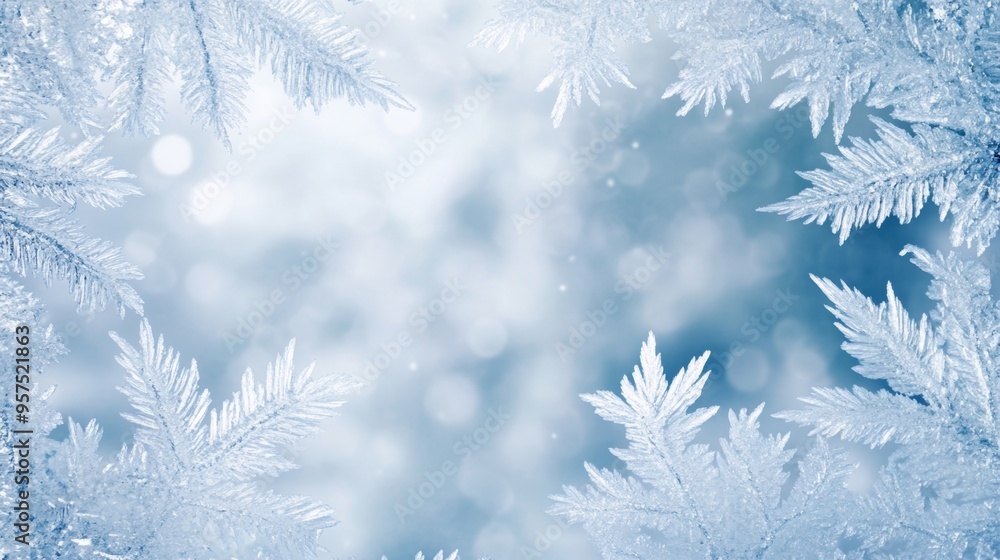 Frosty ice border background Frosty ice border background