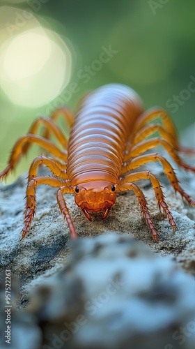 centipede isolated on abstract background photo