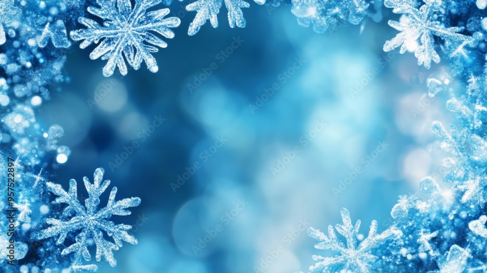 Frosty ice border background Frosty ice border background