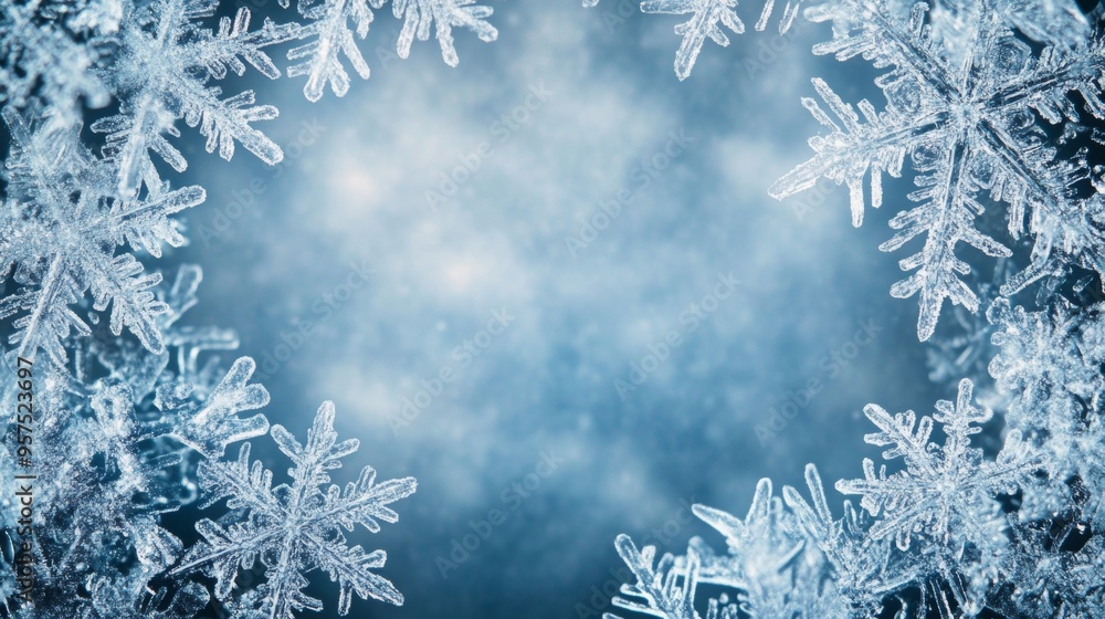Frosty ice border background Frosty ice border background