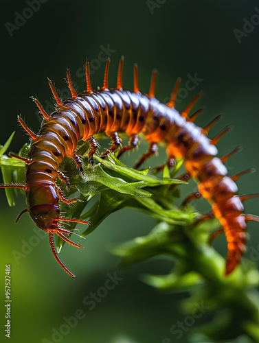 centipede isolated on abstract background photo