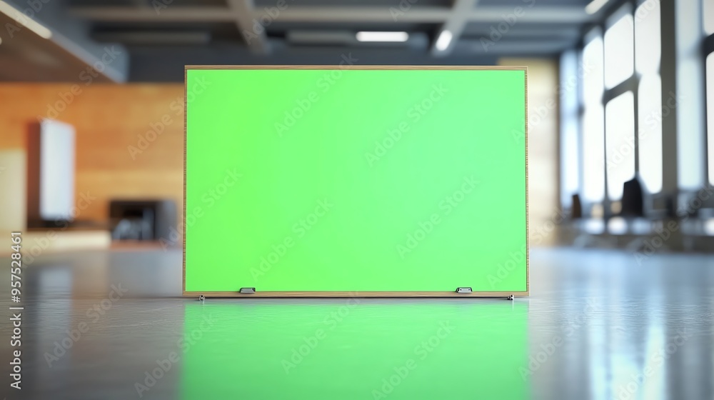 Green Screen Display Stand in a Modern Office Space Green Screen Display Stand in a Modern Office Space