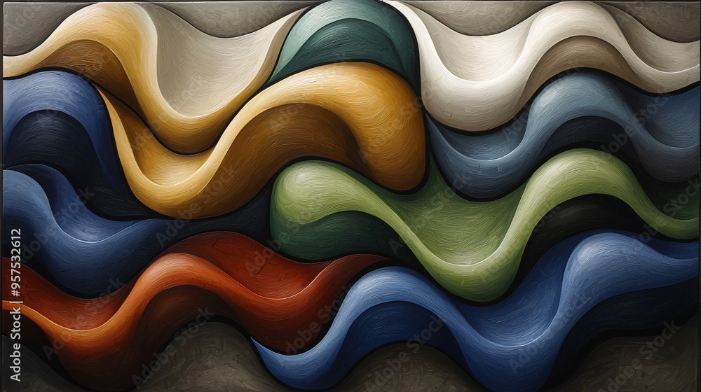 Abstract Painting of Wavy Lines