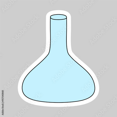 Sticker with conical chemical flask, doodle style vector