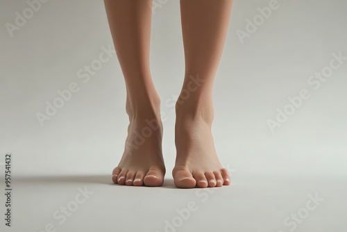 A pair of feet with a white background