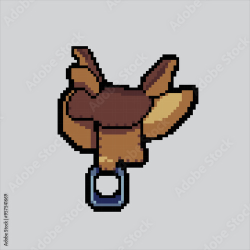Pixel art illustration Horse Saddle. Pixelated Saddle. Cowboy Horse Saddle pixelated for the pixel art game and icon for website and video game. old school retro.