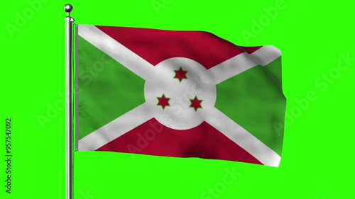 The national flag of Burundi displayed against a green screen backdrop photo