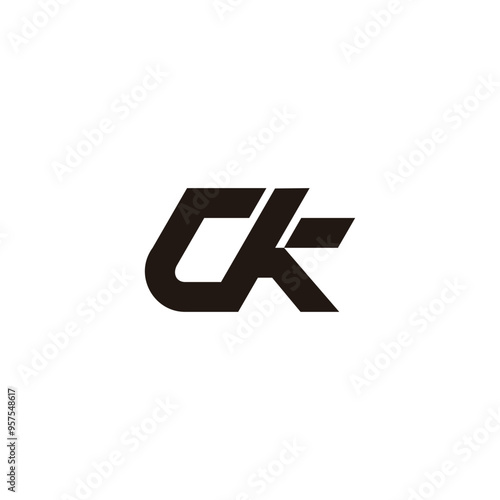 letter ck flag ribbon symbol logo vector