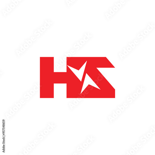 letter hs exchange arrows simple geometric logo vector