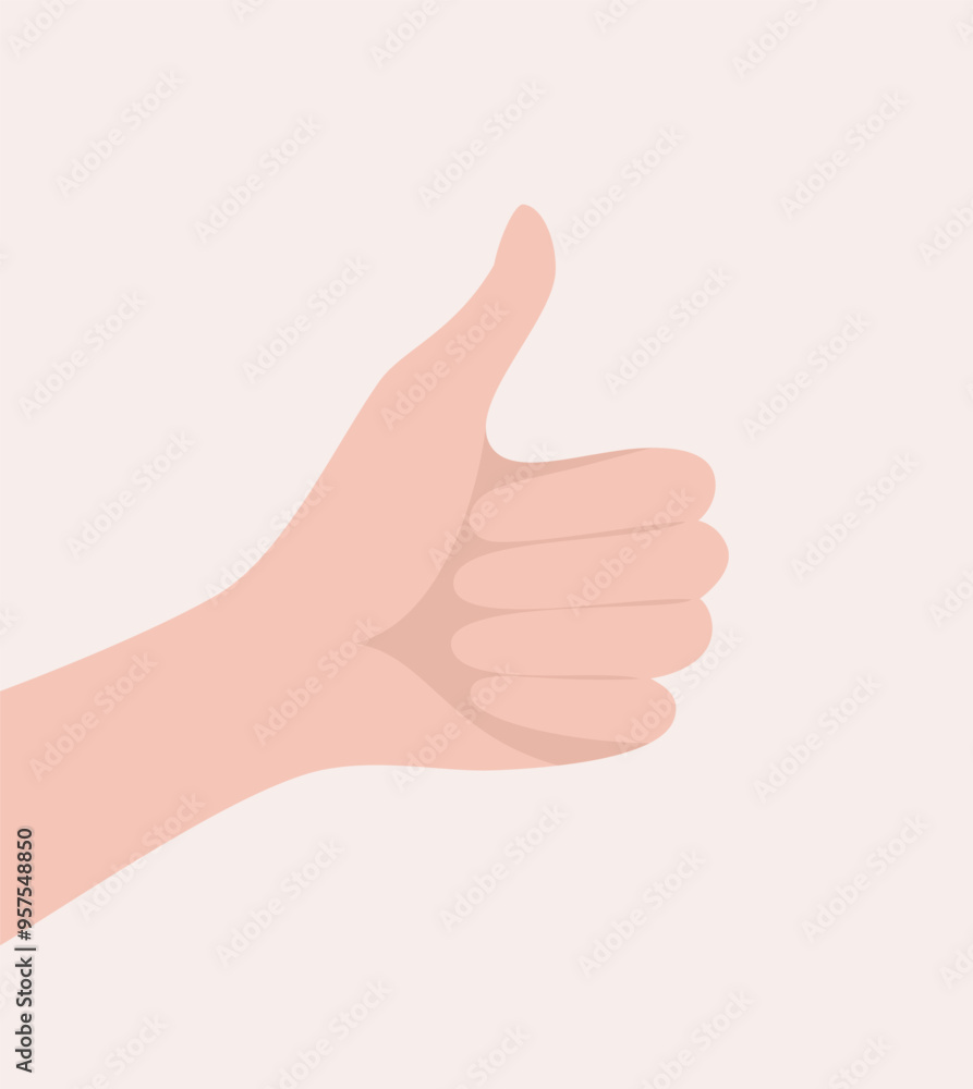 Human hand showing thumbs up gesture. Flat vector illustration Human hand showing thumbs up gesture. Flat vector illustration