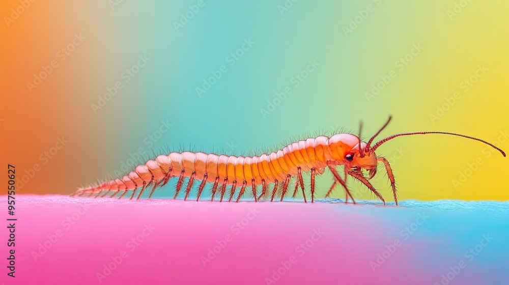 Naklejka premium centipede isolated on colorful background