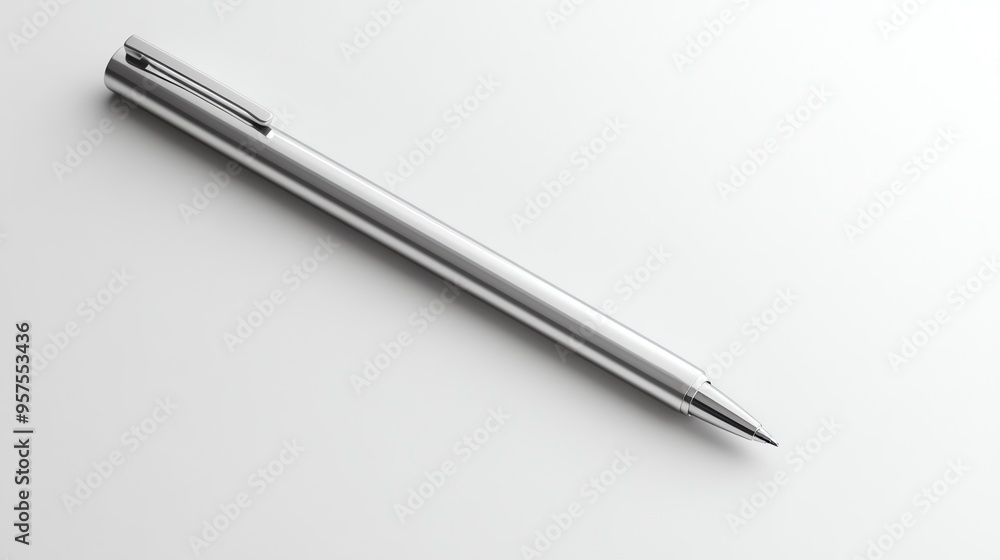 Silver Pen on a White Surface Silver Pen on a White Surface