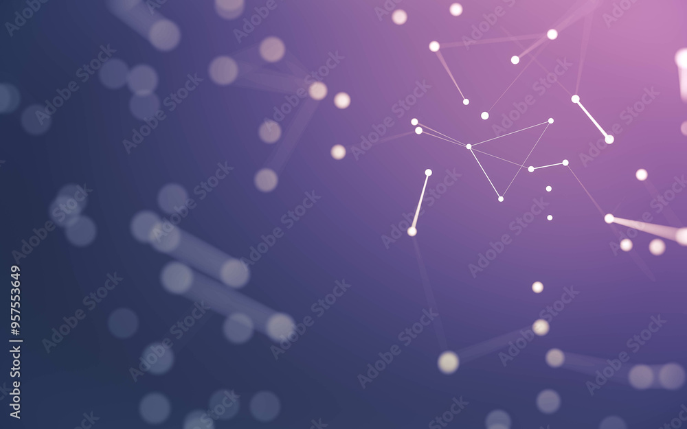 Abstract background. Molecules technology with polygonal shapes, connecting dots and lines. Connection structure. Big data visualization.