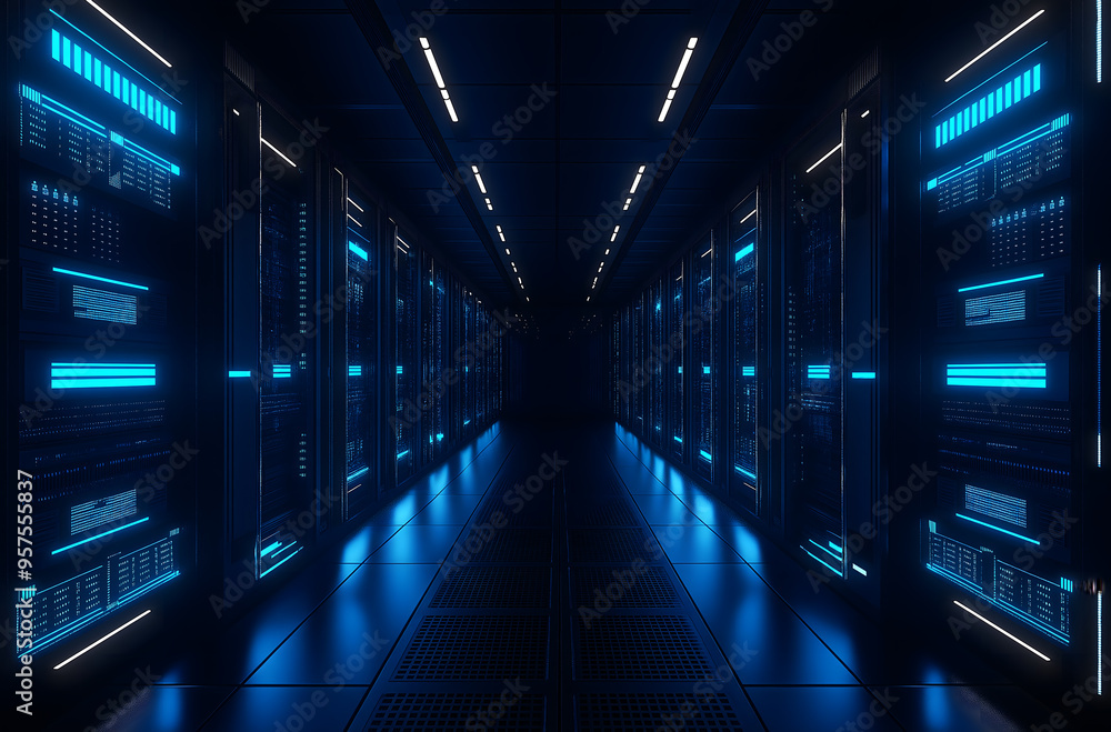Fototapeta premium Data Center Blue Lighting 